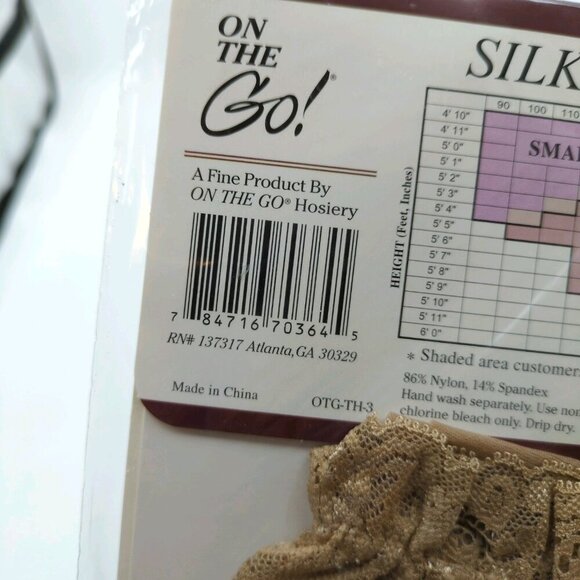 NEW On The Go! Lace Top Thigh High Silky Sheer Leg Toe Queen Size Nude Stockings - Picture 5 of 6